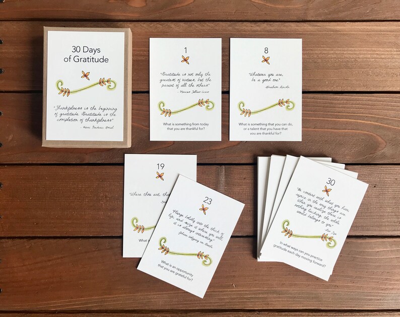 30 Days of Gratitude Activity Cards with Quotes Family Conversation Starter Cards Gratitude Gift Boxed Set with Stand image 3