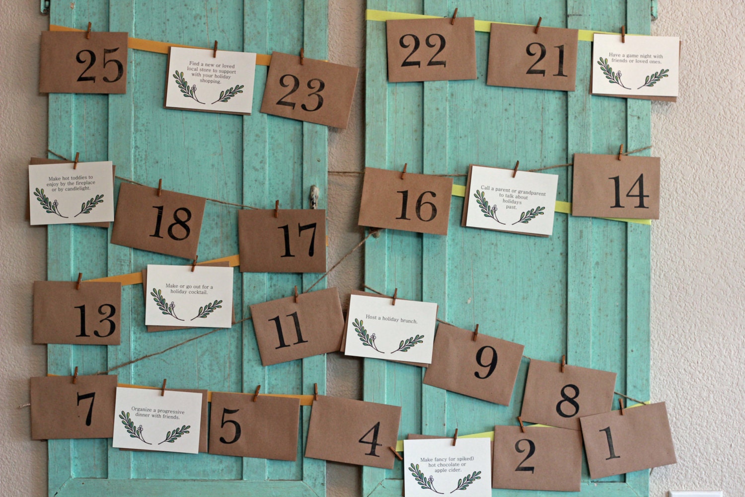 Advent Calendar Kit Hanging Advent Calendar Envelopes Rustic Etsy