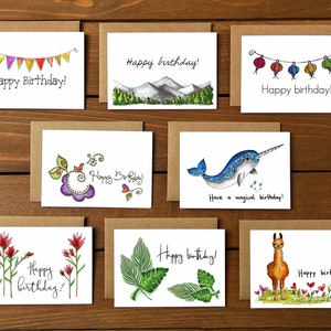 Cartes d'anniversaire assorties - Lot de 8 | Cartes d'anniversaire en boîte | Ensemble varié de cartes d'anniversaire