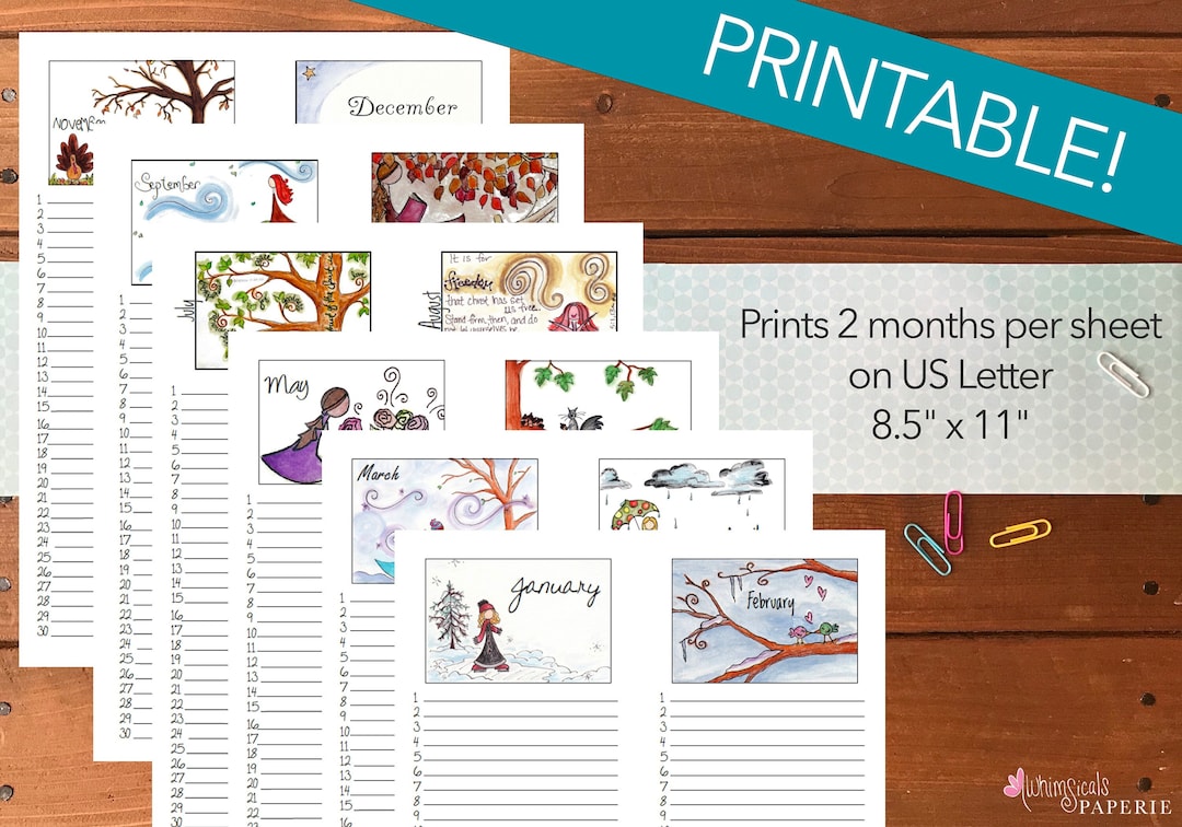 Printable Perpetual Calendar | Vertical Birthday Calendar | List, Event ...