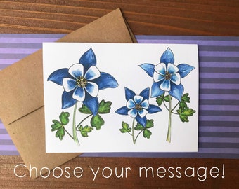 Blue Columbine Flower Cards, Choose Your Message | Colorado Blue Columbine | Floral Notecards | Boxed Set of 8 Note Cards with Envelopes