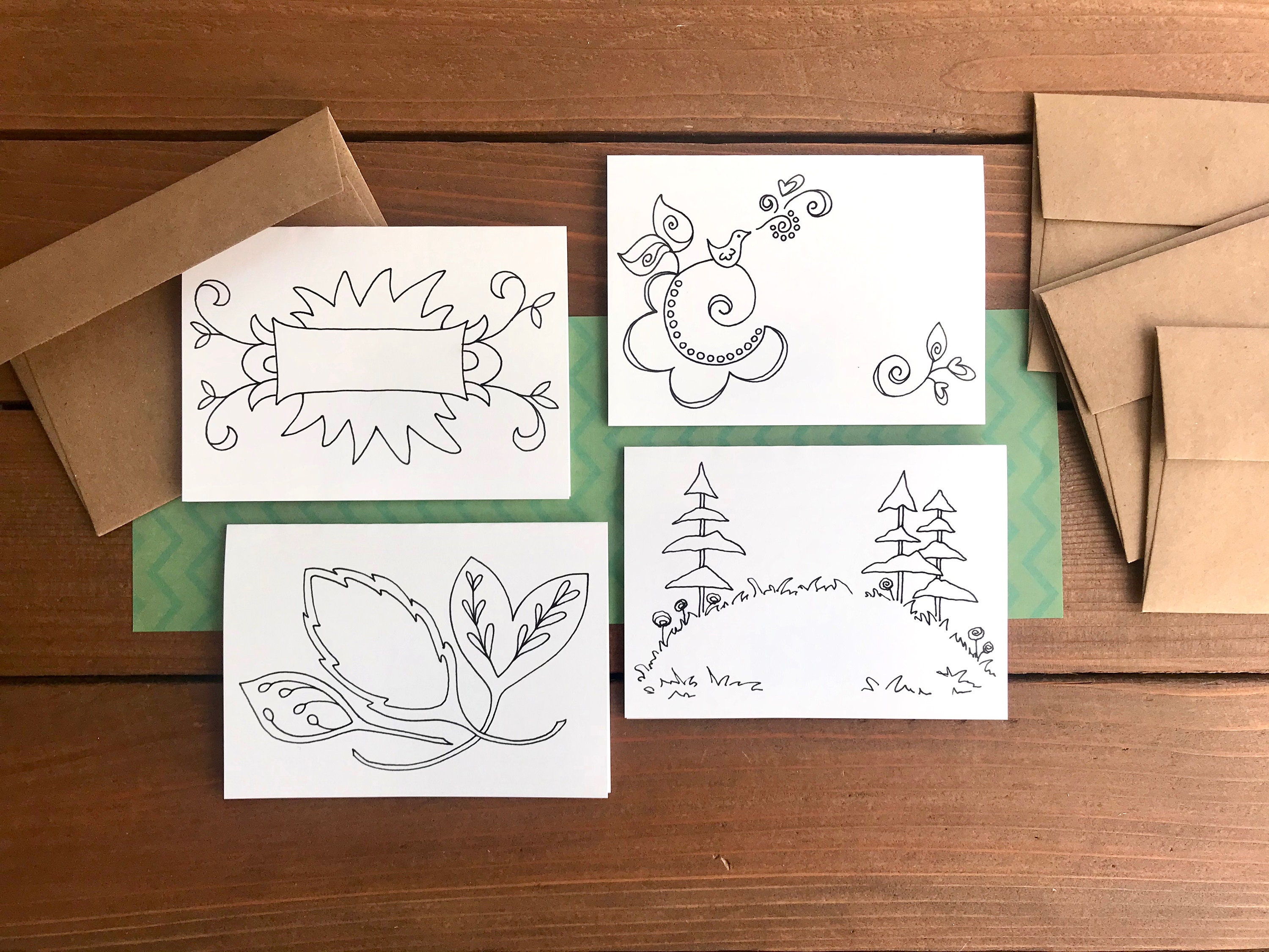 color-your-own-cards-blank-coloring-cards-kit-for-adults-etsy