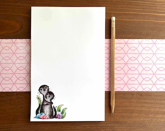 Otter Notepad | Magnetic Backing | Personalized Otter Gifts for Her | Sea Otter Stationery