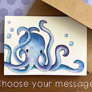 Octopus Note Cards | Octopus Thank You Cards | Cute Octopus Stationery | Boxed Set of 8 Notecards with Envelopes