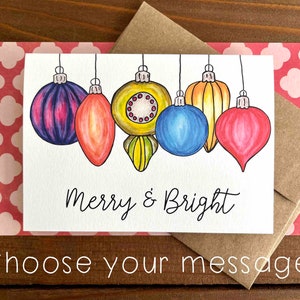 Colorful Ornaments Holiday Note Cards | Personalized Boxed Christmas Cards | Christmas Thank You Cards | Set of 8 Notecards with Envelopes