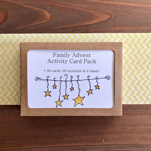 Family Advent Activities Card Set | Reusable Advent Calendar for Kids, Children | Countdown Christmas Traditions Activity Cards | Set of 34