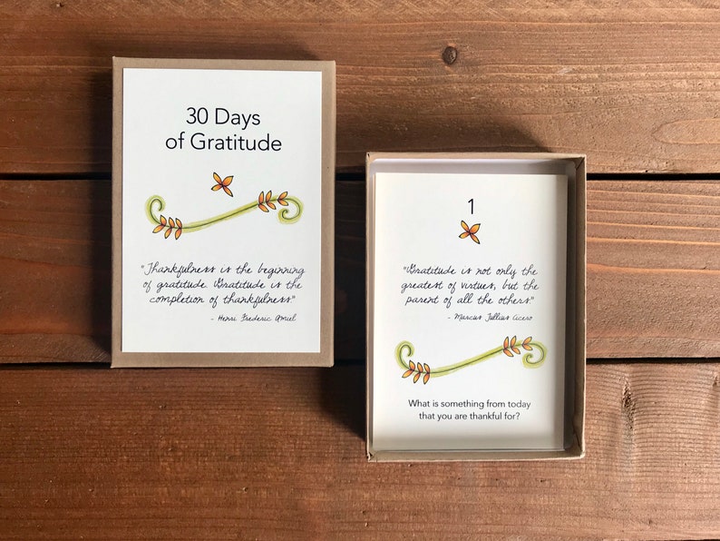 30 Days of Gratitude Activity Cards with Quotes Family Conversation Starter Cards Gratitude Gift Boxed Set with Stand image 2