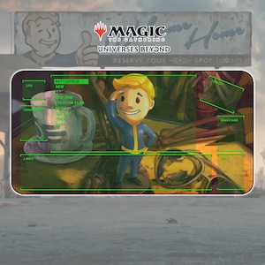 Tapis de jeu Vault Boy Fallout TCG MTG / 24 x 14 po. (600 x 350 x 2 mm)