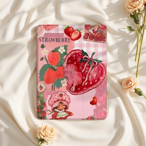 Cute Strawberry Girl iPad Case for iPad Air 6/5, iPad 10.9&quot; 2022, iPad Pro 12.9&quot; 2021 | Protective Cover for iPad Mini 6, iPad 9/8/7