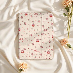 Flower Cherry Bow iPad Case for iPad Air 6/5, iPad 10.9" 2022, iPad Pro 12.9" 2021 | Custom Protective Cover for iPad Mini 6, iPad 9/8/7