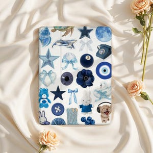 Blue Cartoon Pattern iPad Case for iPad Air 6/5, iPad 10.9" 2022, iPad Pro 12.9" 2021 | Custom Protective Cover for iPad Mini 6, iPad 9/8/7