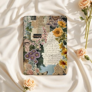Custodia per iPad con collage floreale retrò per iPad Air 6/5, iPad 10.9" 2022, iPad Pro 12.9" 2021 / Custodia protettiva per iPad Mini 6, iPad 9/8/7