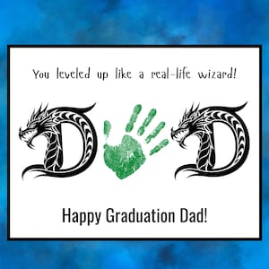 Carte de remise de diplôme personnalisée pour papa, imprimable DIY, empreinte digitale, coeur ou empreinte de la main, oeuvre d'art pour enfants, cadeau de sorcier personnalisé des enfants, bricolage facile