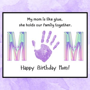 Personalisierte Mama Geburtstagskarte Druckbare DIY Fingerabdruck Herz oder Handabdruck Kunst Kinder Handwerk Geburtstag Benutzerdefiniertes Geschenk vom Kind Einfache Aktivität