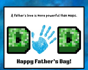 Modern Block Video Game Style Fathers Day Daddy Card from Kids, Gamer Gift for Gaming Dad by Children