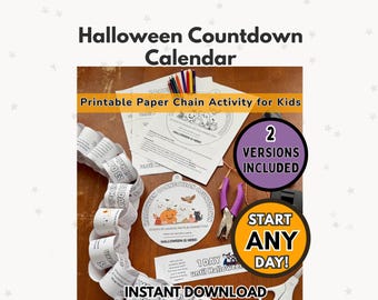 Printable Halloween Countdown Calendar Craft for Kids with Paper Chain & Coloring Activity