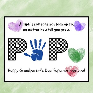 Grandparents Day Gift from Multiple Grandkids Handprint Card for Papa Personalized Racing Theme Printable Craft DIY Keepsake from Kids