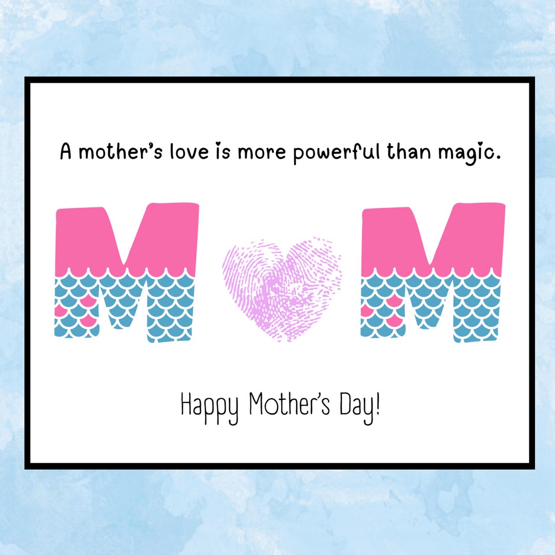 Personalized Mothers Day Card Printable DIY Fingerprint Heart or ...