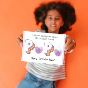 Birthday Card for Papa Unique Printable Fingerprint Heart Art DIY Kids ...