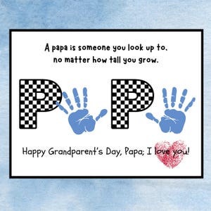 Grandparents Day Gift from Grandchild Handprint Card for Papa Personalized Printable Racing Theme DIY Craft Keepsake for Grandpa or Papa