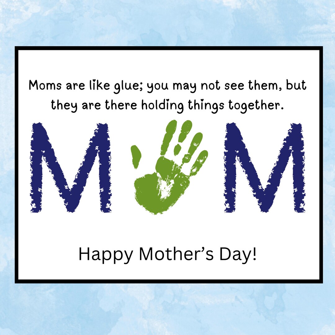 Personalized Mothers Day Card Printable DIY Fingerprint Heart or ...