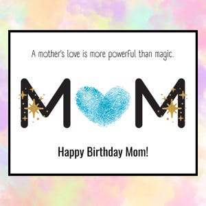 Personalisierte Mama Geburtstagskarte Druckbare DIY Fingerabdruck Herz oder Handabdruck Kunst Kinder Handwerk Geburtstag Benutzerdefiniertes Geschenk vom Kind Einfache Aktivität