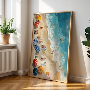 Arte mural de playa - Póster oceánico - Decoración costera australiana - Póster aéreo de Bondi Beach - Arte mural costero tropical - Regalo para amantes de la playa