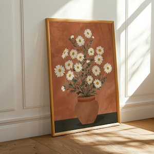 Daisy Flower Pot Poster | Colorful Botanical Wall Art