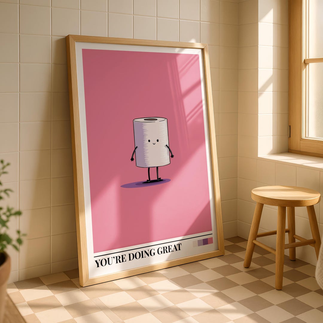 Toilet Paper Bathroom Wall Art | Funny Dopamine Decor - Etsy
