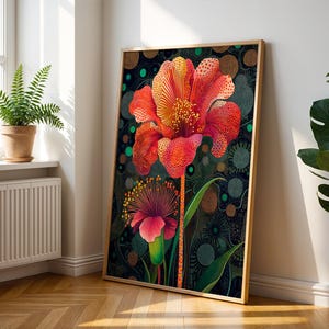Yayoi Kusama Inspired Floral Print: Modern Japanese Flower Poster