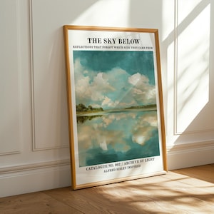Alfred Sisley Inspired - Cloud Reflection Lake Print - Sky Landscape Wall Art - Glossy Poster - Tranquil Decor - Classic Wall Art - Vintage