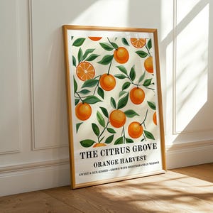 The Citrus Grove Orange Harvest Poster - Mediterranean Citrus Wall Decor - Vibrant Fruit Kitchen Poster - Modern Botanical Orange Wall Art