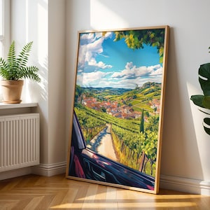 Italian Countryside Vineyard Print - Road Trip Wall Art - Wine Lover Gift - Wine Country Landscape - Travel Poster - European Summer Art