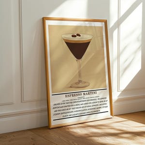 Espresso Martini Cocktail Wandkunst - Vintage Kaffee-Cocktail Poster - Elegante Bar Wanddekoration - Klassischer Cocktail Druck - Cocktail Liebhaber Geschenk