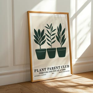 Plant Parent Club Collection Poster - Modern Botanical Wall Art - Minimalist Plant Decor - Gift for Plant Lovers - Flower Modern Art Print