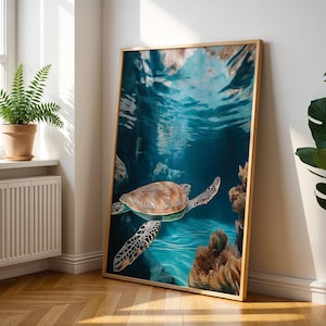 Póster de tortuga - Arte de viaje - Arte mural de vida marina - Impresión oceánica - Póster de vida marina - Arte de baño - Póster de pasillo - Arte mural de dormitorio - Regalo