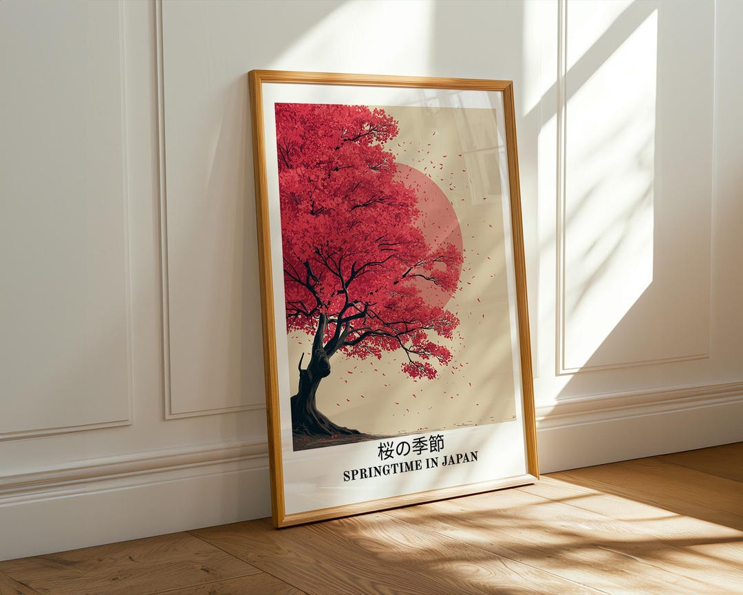 Cherry Blossom Japanese Sakura Art Poster | Decorative Wall Art Print ...