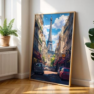 Plakat Paryż City Scape - Plakat Wieża Eiffla - Francja Sztuka ścienna - Wydruk podróżniczy - Sztuka uliczna - Paryż Podróż Sztuka ścienna - Sztuka inspirowana anime