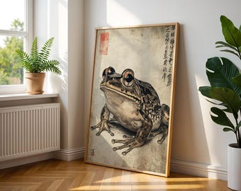 Japanese Frog Art Print: Tokyo Vintage Poster, Luck Symbol - Etsy