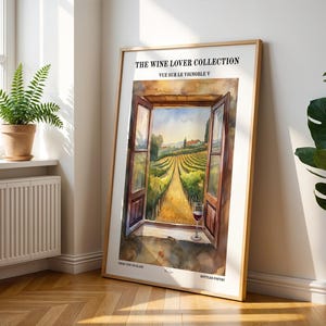 Vineyard Window Art Print: Tuscan Wine Landscape Poster