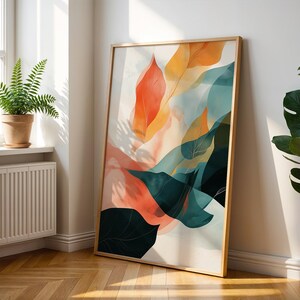 Abstract Leaf Art Print: Modern Nature Wall Decor