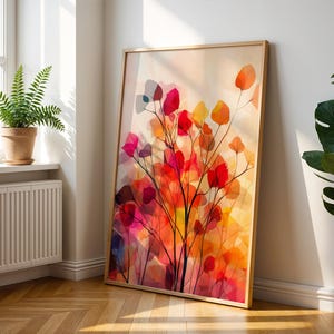 Abstrakte Natur Wandkunst - Blumendruck - Moderne Kunst Poster - Herbst Blumendruck - Aquarell Kunst - Blumendekor - Boho Naturdruck