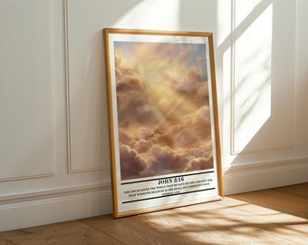 John 3:16 Christian Decor | Decorative Wall Art Print for Modern Interiors