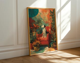 Funny Dog Maximalist Poster | Dopamine Wall Art for Modern Interiors