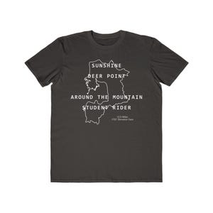 Sunshine Deer Point Around the Mountain, T-shirt student rijder, lichtgewicht modieuze top Boise Idaho, outdoor-avonturenparcourskaart heren-T-shirt