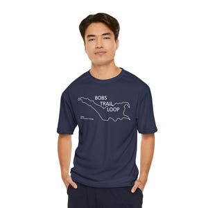 BobsTrail Loop Loop Map Shirt, Outdoor Abenteuer Herren Leistung T-Shirt,Trail Map T-Shirt, Wandershirt, Boise Idaho, Mountainbike Top