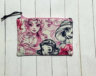 Princess Tangled Rapunzel handmade zipper fabric coin change purse card holder