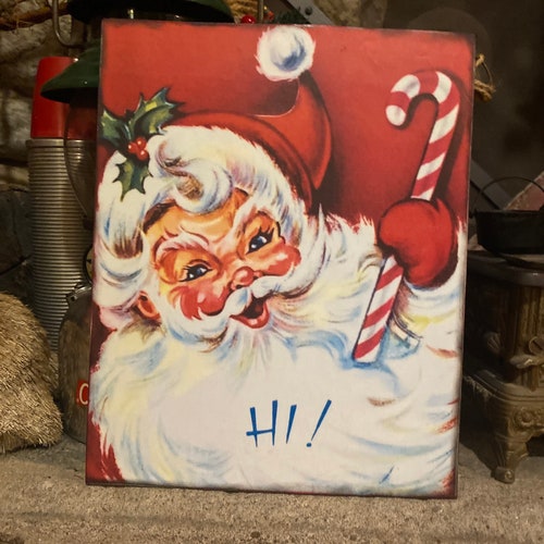 Vintage Santa Signvintage Christmas Wall Decor Retro Etsy