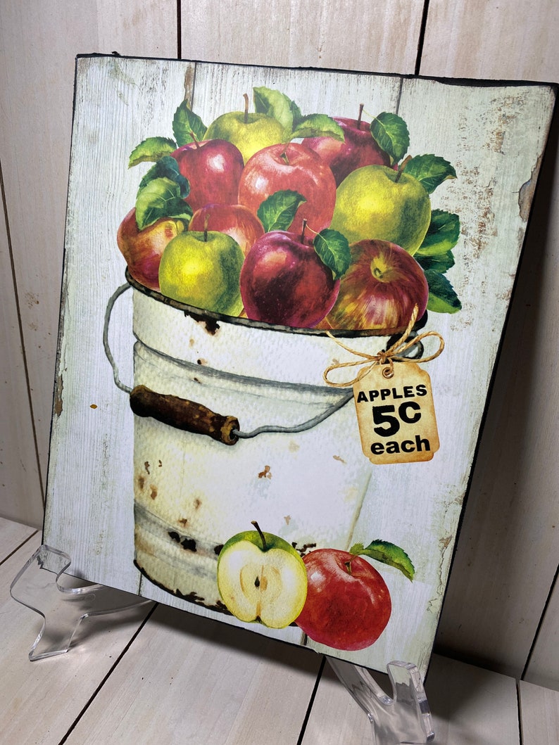 Rustic Farmhouse Bucket of Red Apple Wall Art/farmhouse Apple Etsy