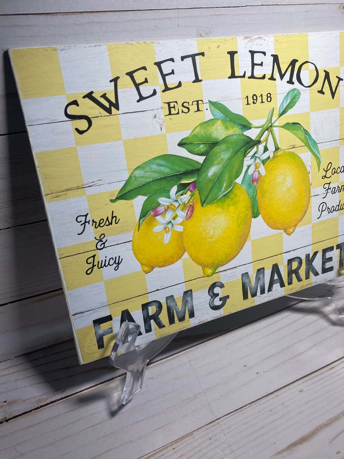 Sweet Lemon Farm Sign Lemon Kitchen Wall Art Lemon Wreath Etsy